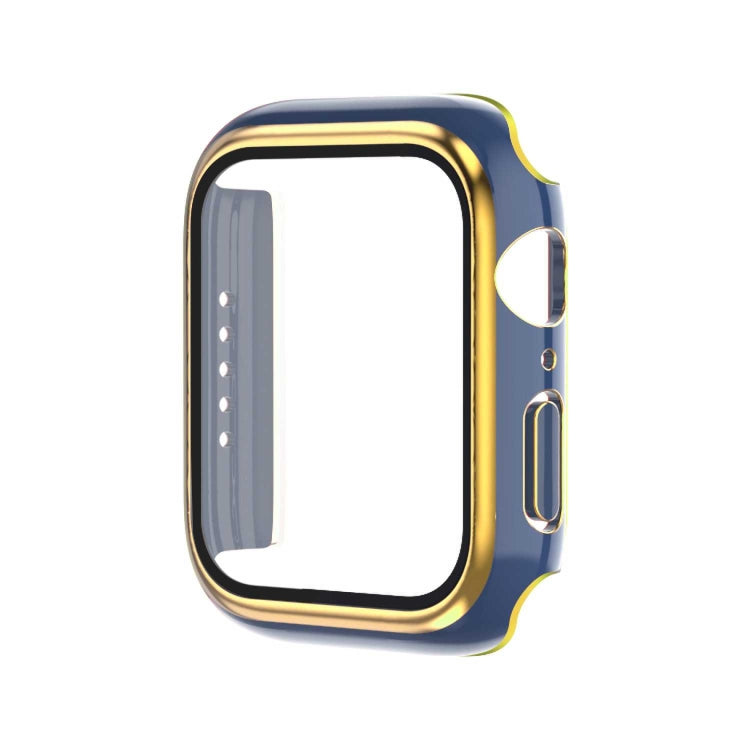 Boîtier de montre en PC bicolore galvanisé avec film trempé, pour Apple Watch Series 9 / 8 / 7 45 mm, pour Apple Watch Series 6/5/4/SE 44 mm