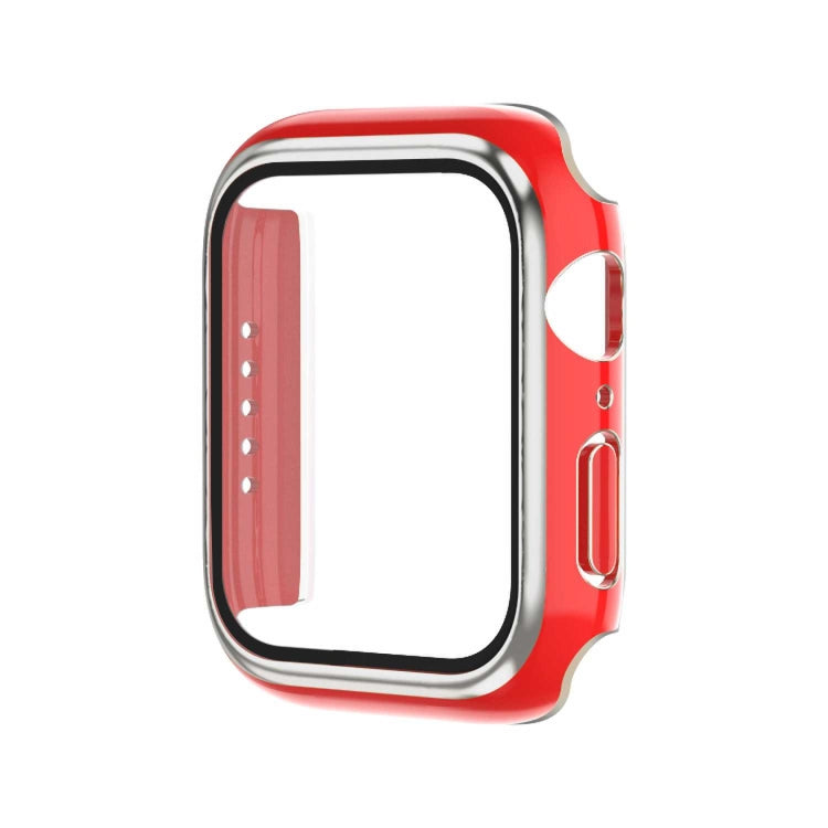 Boîtier de montre en PC bicolore galvanisé avec film trempé, pour Apple Watch Series 9 / 8 / 7 45 mm, pour Apple Watch Series 6/5/4/SE 44 mm