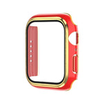 Boîtier de montre en PC bicolore galvanisé avec film trempé, pour Apple Watch Series 9 / 8 / 7 45 mm, pour Apple Watch Series 6/5/4/SE 44 mm