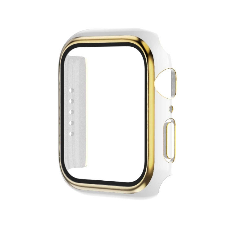 Boîtier de montre en PC bicolore plaqué électrolytiquement + film trempé, pour Apple Watch Series 3/2/1 42mm, pour Apple Watch Series 9/8/7 41mm