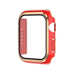 Boîtier de montre en PC bicolore plaqué électrolytiquement + film trempé, pour Apple Watch Series 3/2/1 42mm, pour Apple Watch Series 9/8/7 41mm