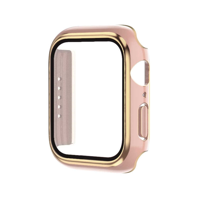 Boîtier de montre en PC bicolore plaqué électrolytiquement + film trempé, pour Apple Watch Series 3/2/1 42mm, pour Apple Watch Series 9/8/7 41mm
