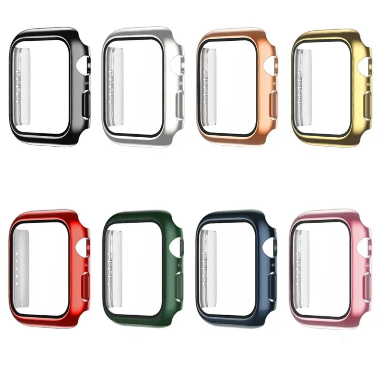 Coque de montre monochrome plaquée PC+Film trempé, pour Apple Watch Series 9 / 8 / 7 45mm, pour Apple Watch Series 8 / 7 45mm, pour Apple Watch Series 6/5/4/SE 44mm, pour Apple Watch Series 3/2/1 42mm, pour Apple Watch Series 9 / 8 / 7 41mm