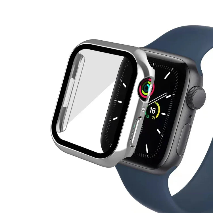 Coque de montre monochrome plaquée PC+Film trempé, pour Apple Watch Series 9 / 8 / 7 45mm, pour Apple Watch Series 8 / 7 45mm, pour Apple Watch Series 6/5/4/SE 44mm, pour Apple Watch Series 3/2/1 42mm, pour Apple Watch Series 9 / 8 / 7 41mm