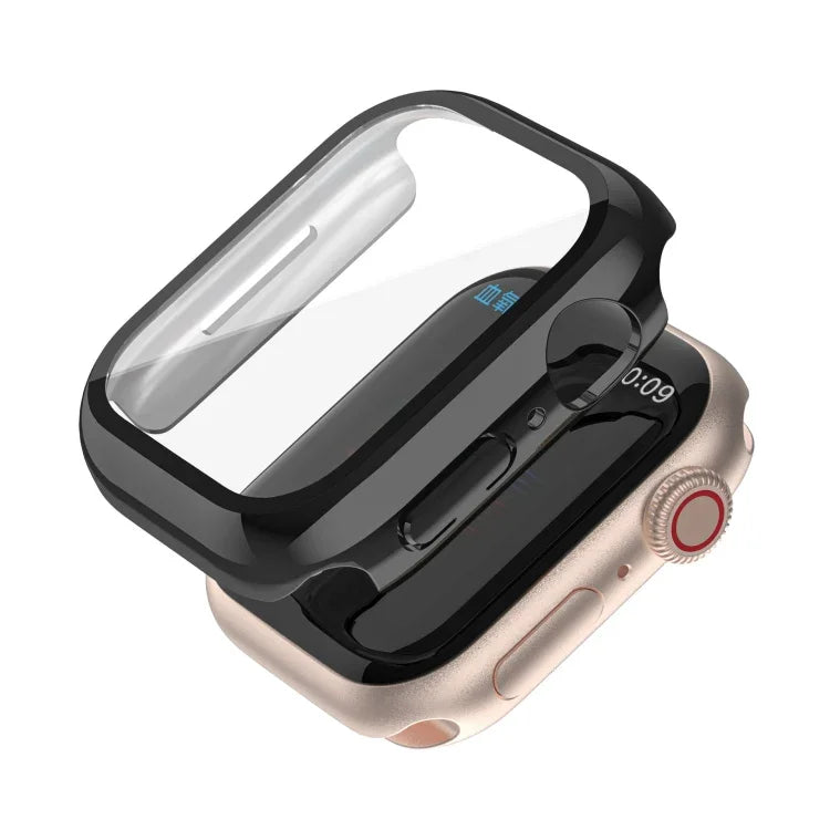 Coque de montre monochrome plaquée PC+Film trempé, pour Apple Watch Series 9 / 8 / 7 45mm, pour Apple Watch Series 8 / 7 45mm, pour Apple Watch Series 6/5/4/SE 44mm, pour Apple Watch Series 3/2/1 42mm, pour Apple Watch Series 9 / 8 / 7 41mm