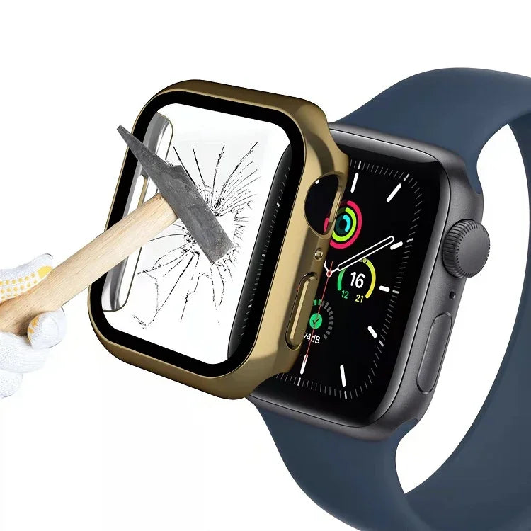 Coque de montre monochrome plaquée PC+Film trempé, pour Apple Watch Series 9 / 8 / 7 45mm, pour Apple Watch Series 8 / 7 45mm, pour Apple Watch Series 6/5/4/SE 44mm, pour Apple Watch Series 3/2/1 42mm, pour Apple Watch Series 9 / 8 / 7 41mm