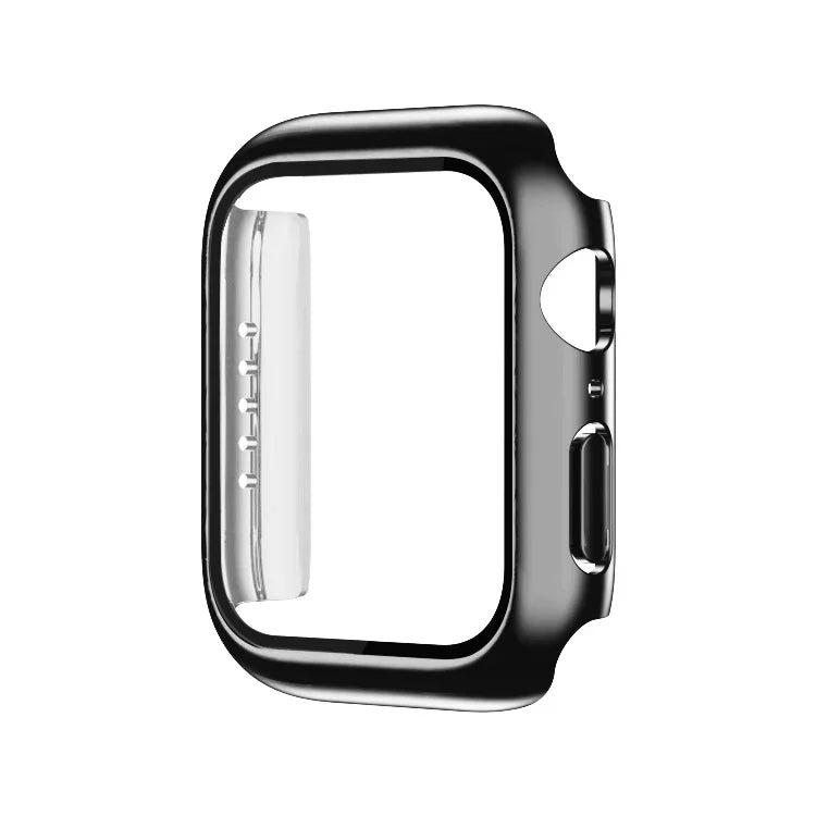 Coque de montre monochrome plaquée PC+Film trempé, pour Apple Watch Series 9 / 8 / 7 45mm, pour Apple Watch Series 8 / 7 45mm, pour Apple Watch Series 6/5/4/SE 44mm, pour Apple Watch Series 3/2/1 42mm, pour Apple Watch Series 9 / 8 / 7 41mm