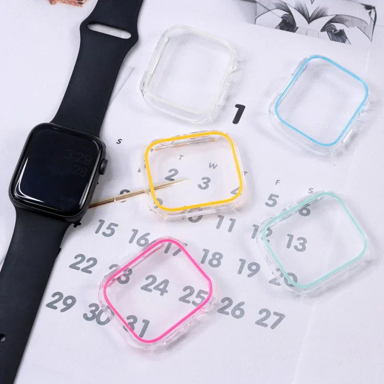Boîtier de montre PC coloré creux lumineux, pour Apple Watch Series 9 / 8 / 7 45mm, pour Apple Watch Series 6/5/4/SE 44mm, pour Apple Watch Series 3/2/1 42mm, pour Apple Watch Series 9 / 8 / 7 41mm, pour Apple Watch Series 6/5/4/SE 40mm