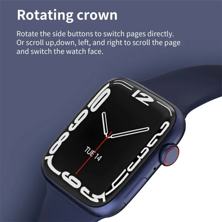 Montre connectée W7 avec écran couleur de 1,8 pouce, compatible avec la surveillance de la fréquence cardiaque et de la pression artérielle.