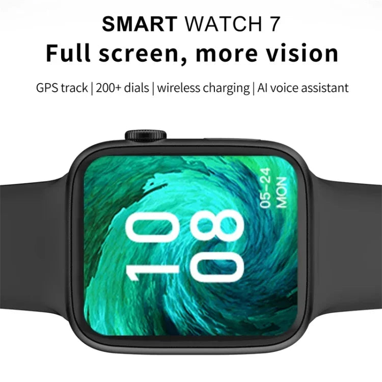 Montre connectée W7 avec écran couleur de 1,8 pouce, compatible avec la surveillance de la fréquence cardiaque et de la pression artérielle.