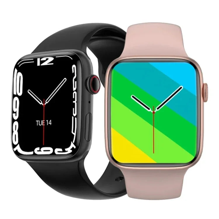 Montre connectée W7 avec écran couleur de 1,8 pouce, compatible avec la surveillance de la fréquence cardiaque et de la pression artérielle.