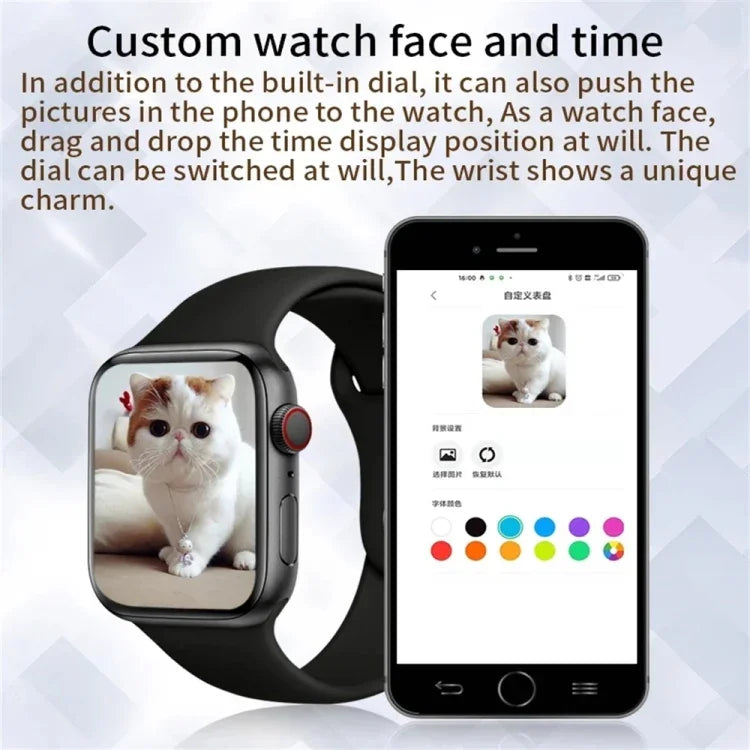 Montre connectée T500 Plus avec écran couleur de 1,54 pouce, compatible avec la surveillance de la fréquence cardiaque et de la pression artérielle.