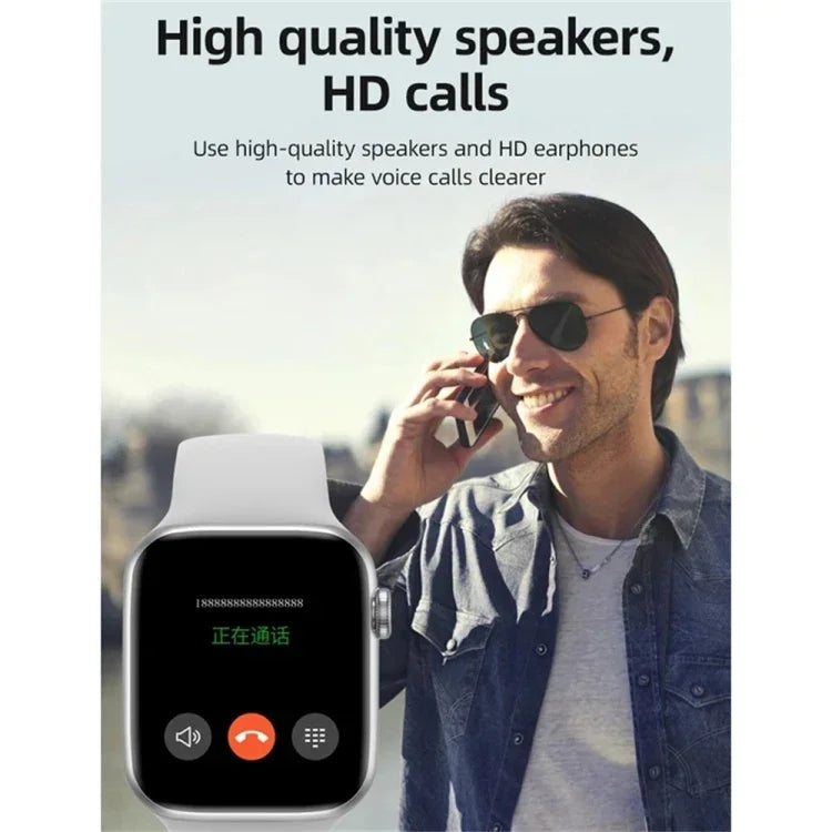 Montre connectée T500 Plus avec écran couleur de 1,44 pouce, compatible avec la surveillance de la fréquence cardiaque et de la pression artérielle.