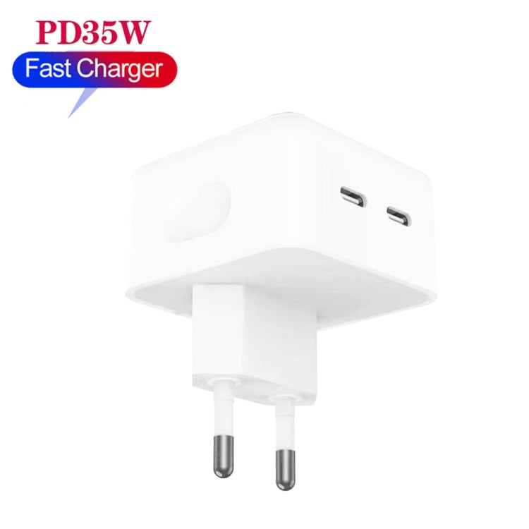 Chargeur PD 35W à double ports USB-C / Type-C pour séries iPhone / iPad, prise EU, prise EU
