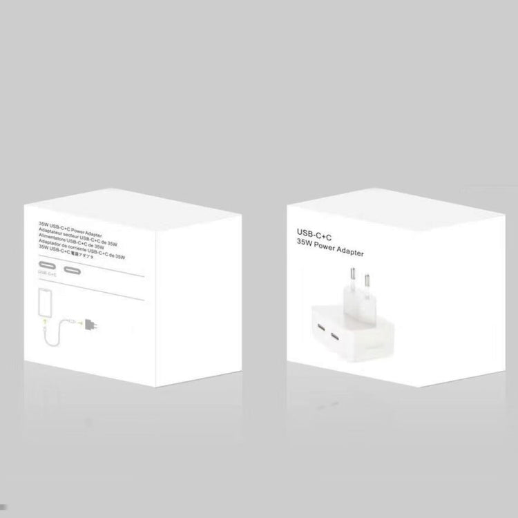 Chargeur PD 35W à double ports USB-C / Type-C pour séries iPhone / iPad, prise EU, prise EU