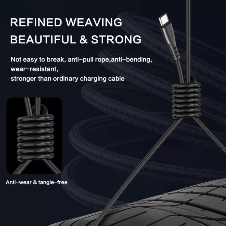 Câble de données de charge rapide pour téléphone portable télescopique à ressort de 1,5 m, USB vers 8 broches, USB vers Type-C, USB vers Micro USB