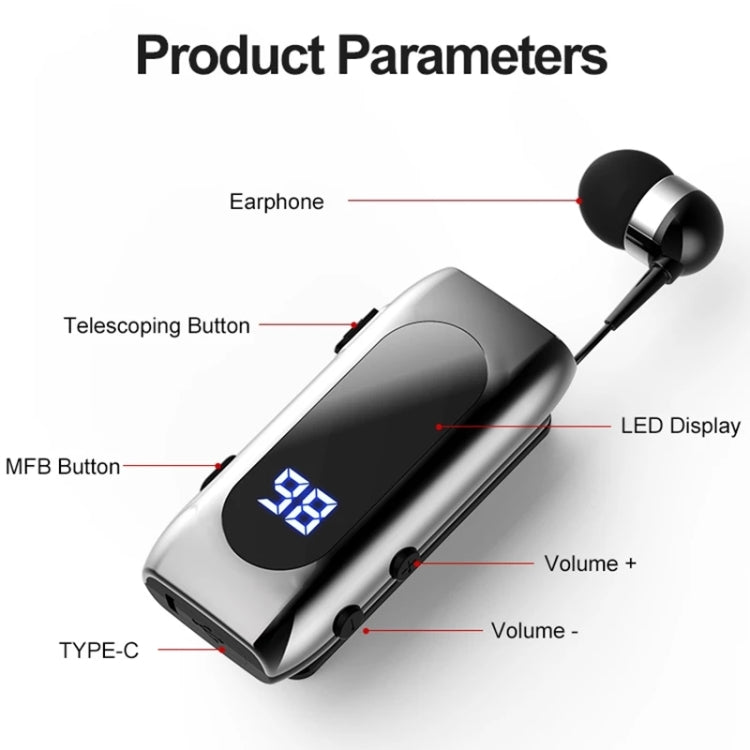 Écouteur Sportif Simple Intra-auriculaire Intelligent K55 Bluetooth 5.2 à Câble Rétractable