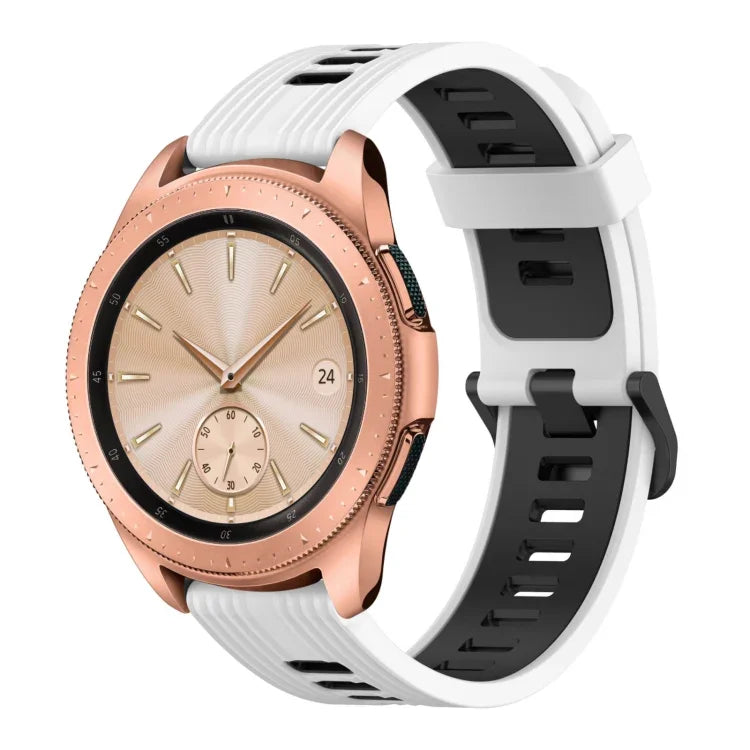 Bracelet de montre en silicone bicolore à motif vertical de 20 mm, pour Samsung Galaxy Watch 42 mm, pour Samsung Gear Sport, pour Samsung Gear S2 Classic