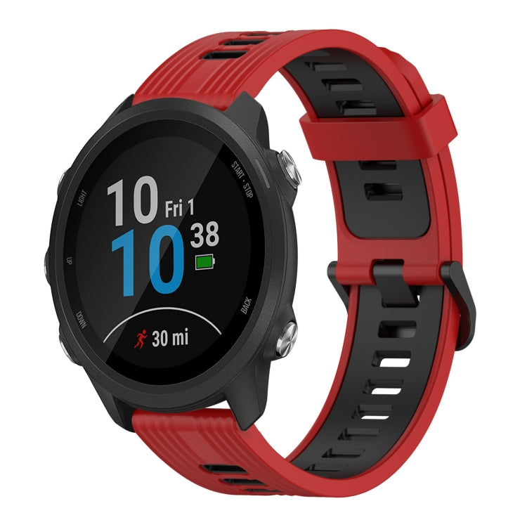 20mm Vertical Pattern Two-Color Silicone Watch Band, For Garmin Forerunner 245 Music, For Garmin Vivoactive 3 Music
