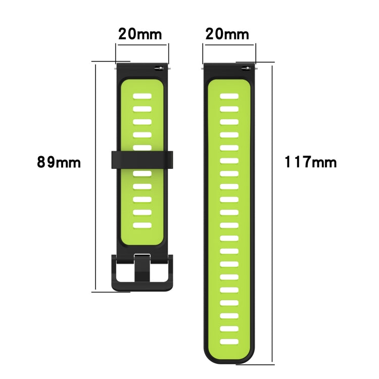 20mm Vertical Pattern Two-Color Silicone Watch Band, For Garmin Forerunner 245 Music, For Garmin Vivoactive 3 Music