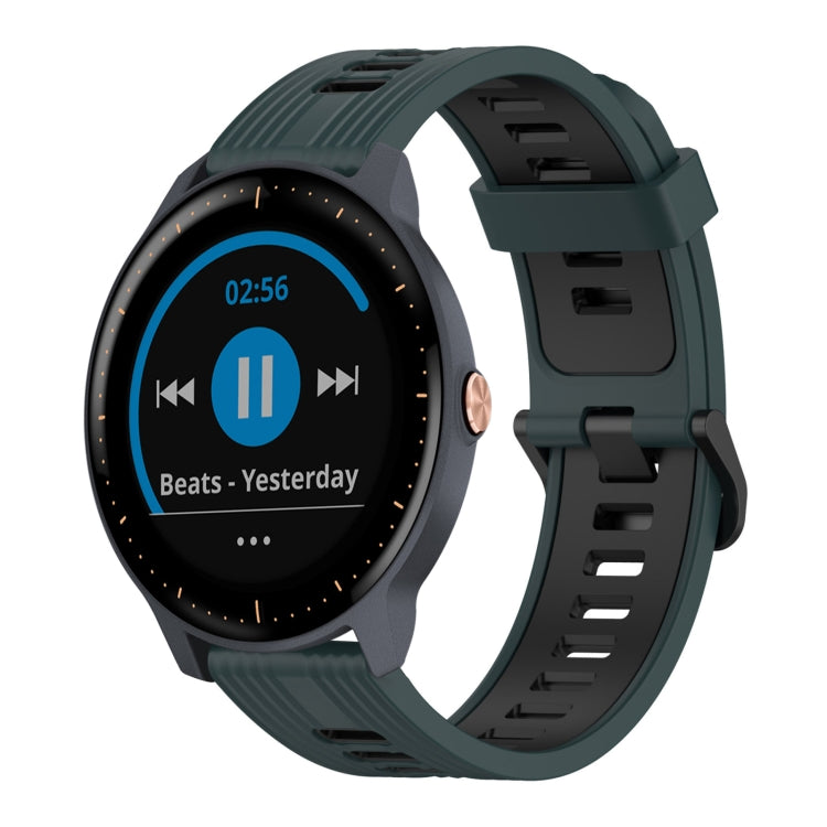 20mm Vertical Pattern Two-Color Silicone Watch Band, For Garmin Forerunner 245 Music, For Garmin Vivoactive 3 Music