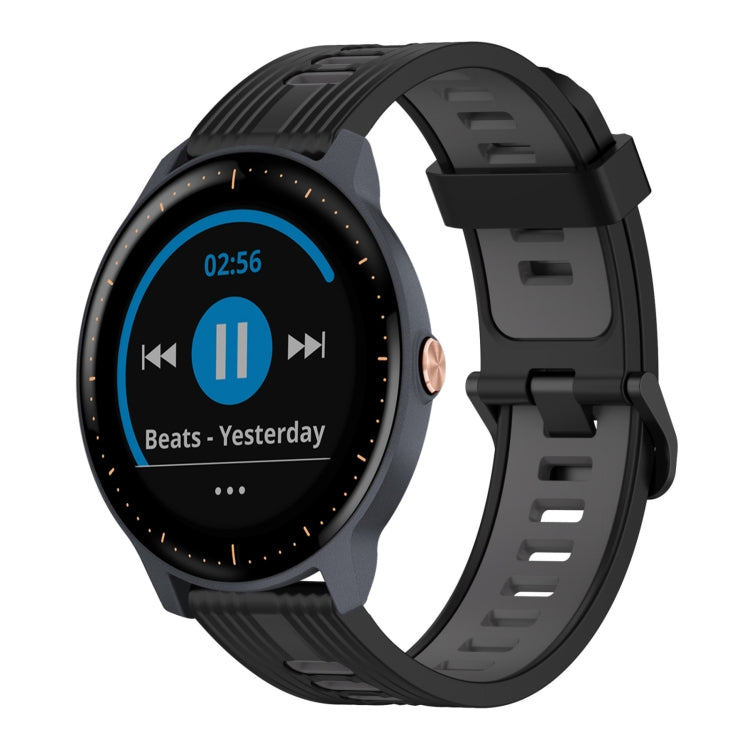 20mm Vertical Pattern Two-Color Silicone Watch Band, For Garmin Forerunner 245 Music, For Garmin Vivoactive 3 Music