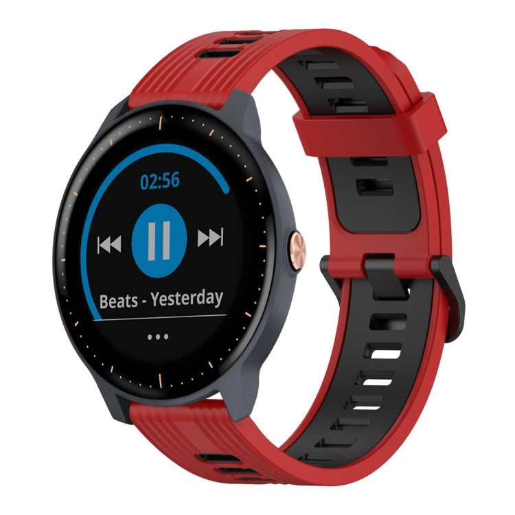 20mm Vertical Pattern Two-Color Silicone Watch Band, For Garmin Forerunner 245 Music, For Garmin Vivoactive 3 Music