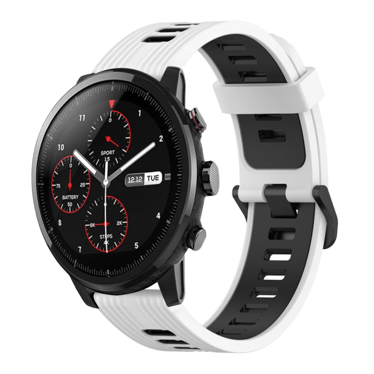 22mm Vertical Pattern Two-Color Silicone Watch Band, For Amazfit 3, For Amazfit GTR 47mm, For Amazfit Pace, For Amazfit Stratos