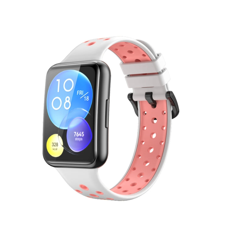 Two-Color Perforated Silicone Watch Band, For Huawei Watch Fit 2