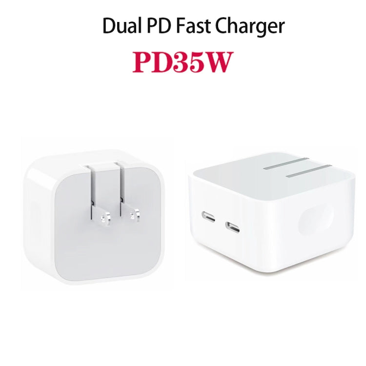 Chargeur PD 35W à double ports USB-C / Type-C pour séries iPhone / iPad, prise US, prise US