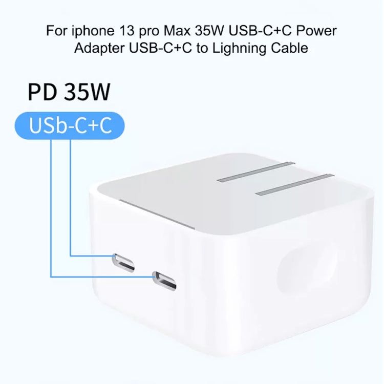 Chargeur PD 35W à double ports USB-C / Type-C pour séries iPhone / iPad, prise US, prise US