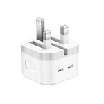Chargeur PD 35W à double ports USB-C / Type-C pour séries iPhone / iPad, prise UK, prise UK