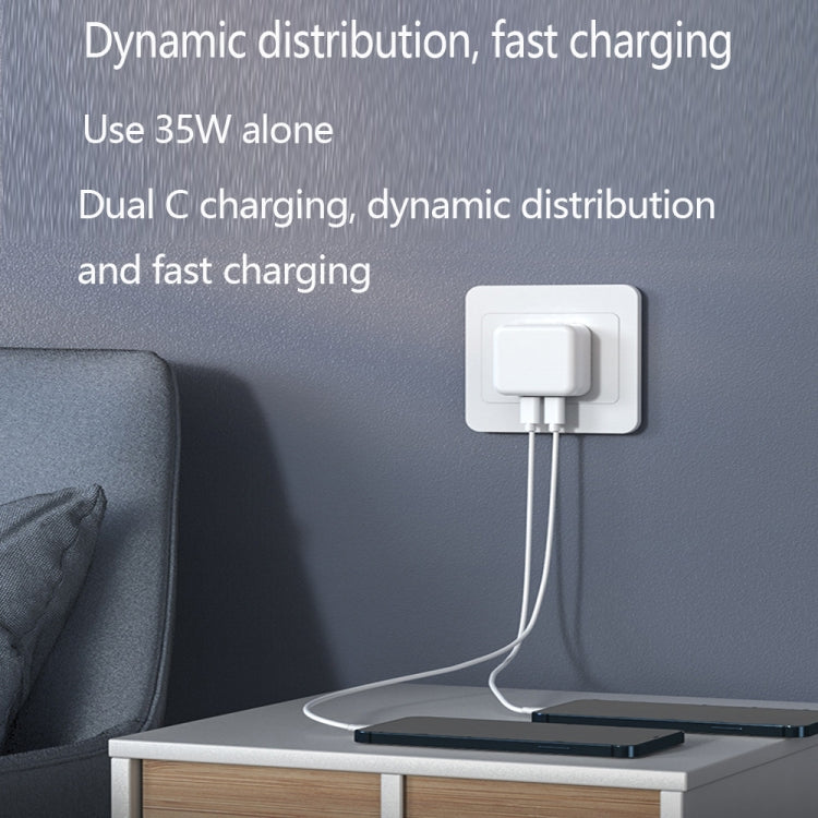 Chargeur PD 35W à double ports USB-C / Type-C pour séries iPhone / iPad, prise UK, prise UK