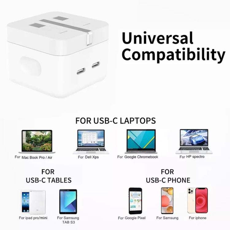 Chargeur PD 35W à double ports USB-C / Type-C pour séries iPhone / iPad, prise UK, prise UK