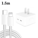 Chargeur 35W PD double ports USB-C / Type-C avec câble de données Type-C vers 8 broches, prise US, prise US + câble 8 broches 1m, prise US + câble 8 broches 1,5m, prise US + câble 8 broches 2m