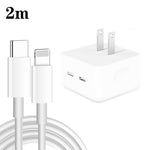 Chargeur 35W PD double ports USB-C / Type-C avec câble de données Type-C vers 8 broches, prise US, prise US + câble 8 broches 1m, prise US + câble 8 broches 1,5m, prise US + câble 8 broches 2m