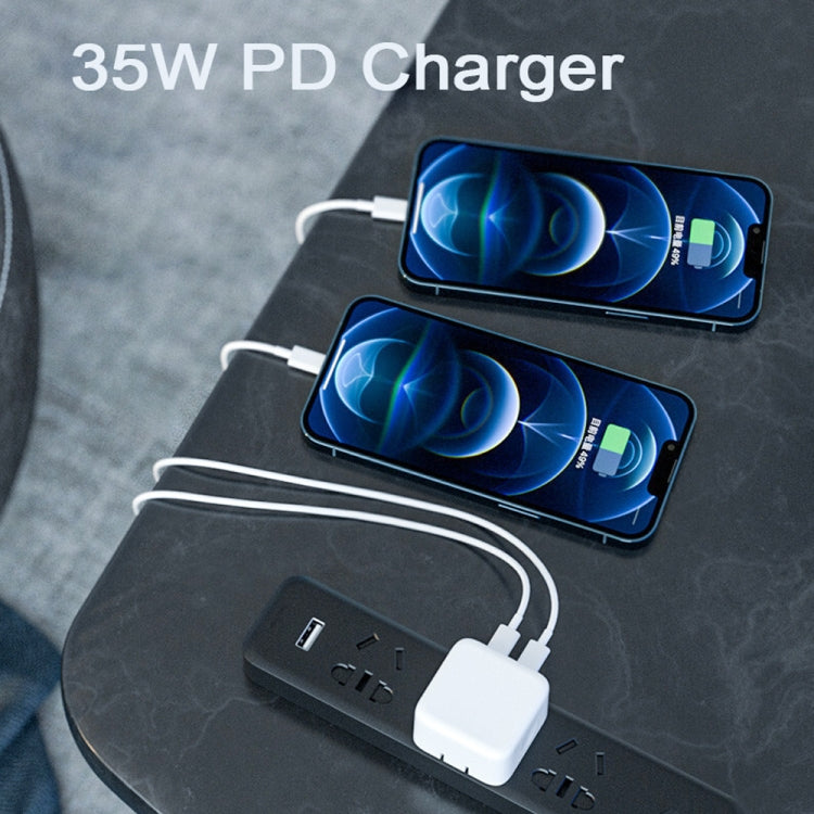 Chargeur 35W PD double ports USB-C / Type-C avec câble de données Type-C vers 8 broches, prise UK, prise UK + câble 8 broches 1m, prise UK + câble 8 broches 1,5m, prise UK + câble 8 broches 2m