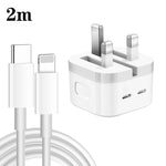 Chargeur 35W PD double ports USB-C / Type-C avec câble de données Type-C vers 8 broches, prise UK, prise UK + câble 8 broches 1m, prise UK + câble 8 broches 1,5m, prise UK + câble 8 broches 2m