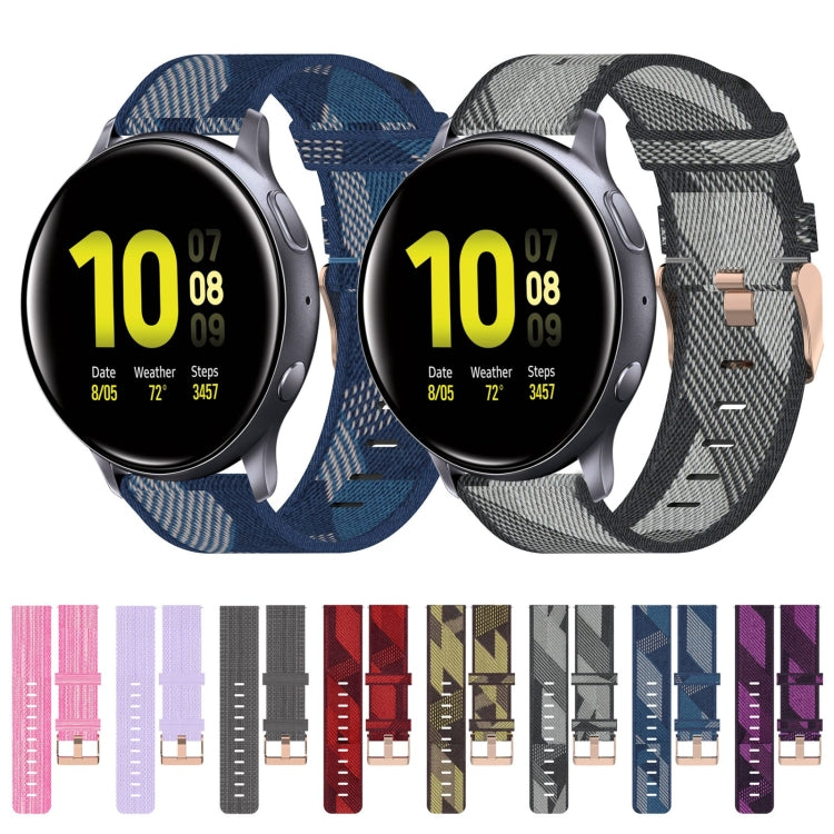 Bracelet de montre en nylon tressé de 20 mm, pour Samsung Galaxy Watch Active 2 44 mm, pour Samsung Galaxy Watch Active 40 mm, pour Samsung Galaxy Watch 42 mm, pour Samsung Gear Sport, pour Samsung Gear S2 Classic