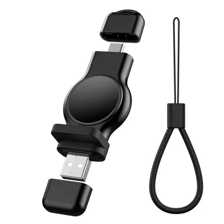 Chargeur sans fil rapide magnétique A05 2 en 1 Type C / USB-C vers USB-A pour Apple Watch