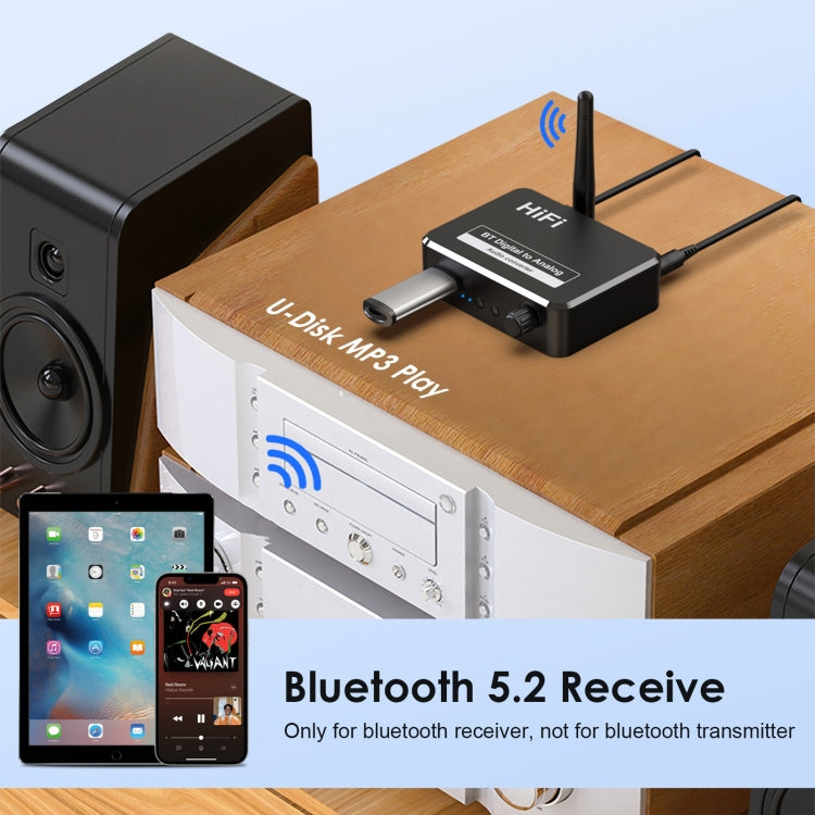 Récepteur musical Bluetooth 5.2 B35S Convertisseur numérique vers analogique supportant U-disk, fibre, coaxial, B35S