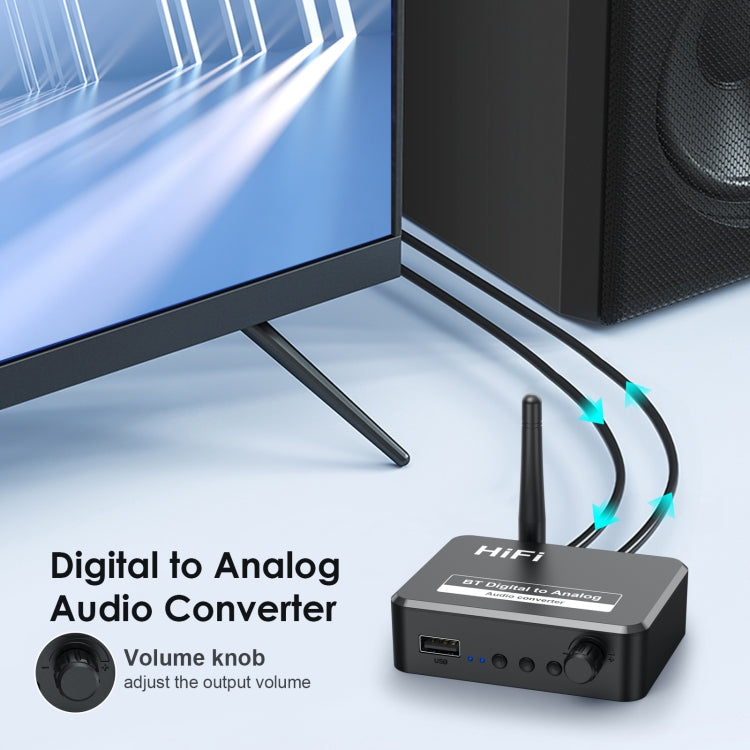 Récepteur musical Bluetooth 5.2 B35S Convertisseur numérique vers analogique supportant U-disk, fibre, coaxial, B35S