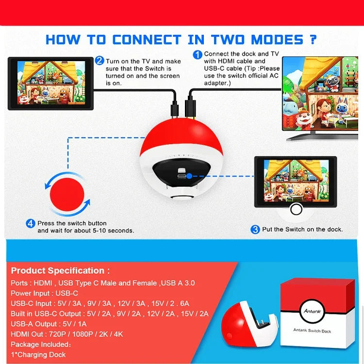 Base de chargement HDMI multifonctionnelle pour Nintendo Switch, accessoire de base de chargement