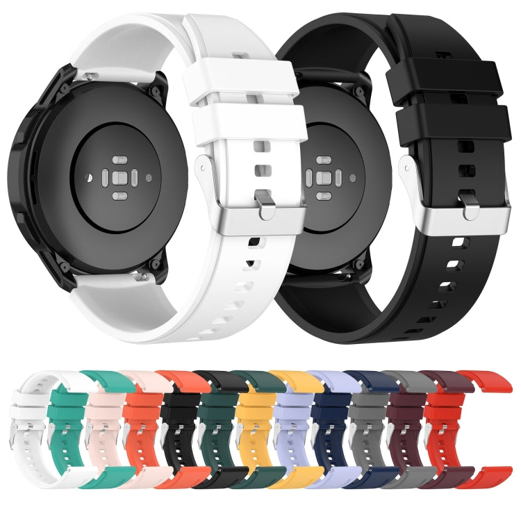 Bracelet en silicone à tête saillante avec boucle argentée, pour Samsung Galaxy Watch Active2 40mm/44mm 20mm, pour Samsung Galaxy Watch Active 40mm 20mm, pour Samsung Galaxy Watch 42mm 20mm, pour Samsung Galaxy Gear Sport/S2 Classic 20mm