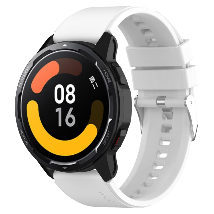 Bracelet en silicone à tête saillante avec boucle argentée, pour Samsung Galaxy Watch Active2 40mm/44mm 20mm, pour Samsung Galaxy Watch Active 40mm 20mm, pour Samsung Galaxy Watch 42mm 20mm, pour Samsung Galaxy Gear Sport/S2 Classic 20mm
