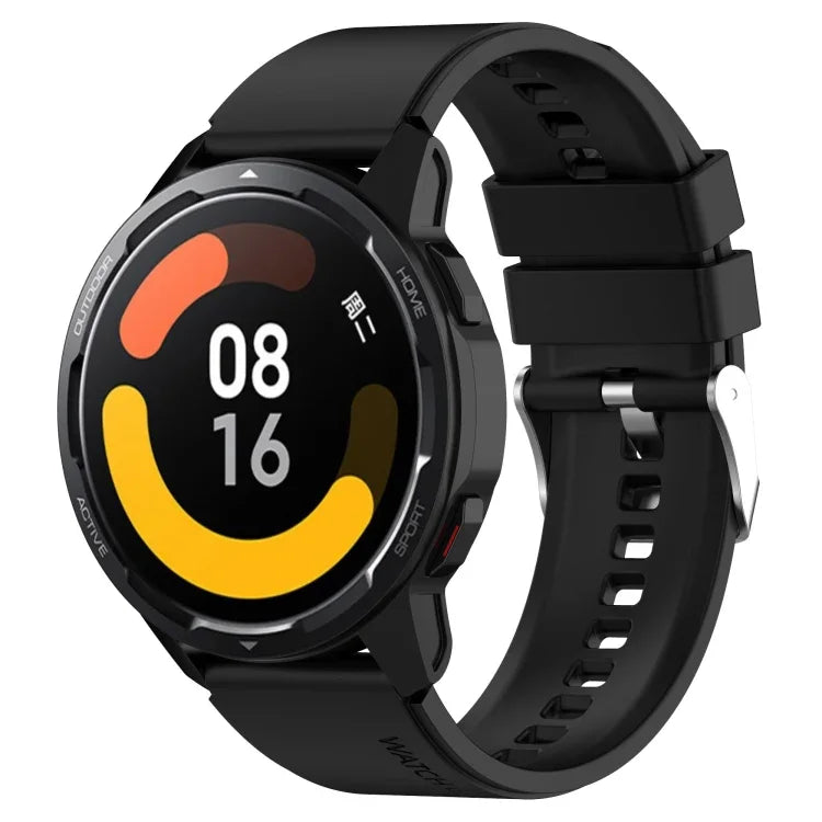 Bracelet en silicone avec ardillon saillant Boucle argentée, Pour Samsung Galaxy Watch 46mm 22mm