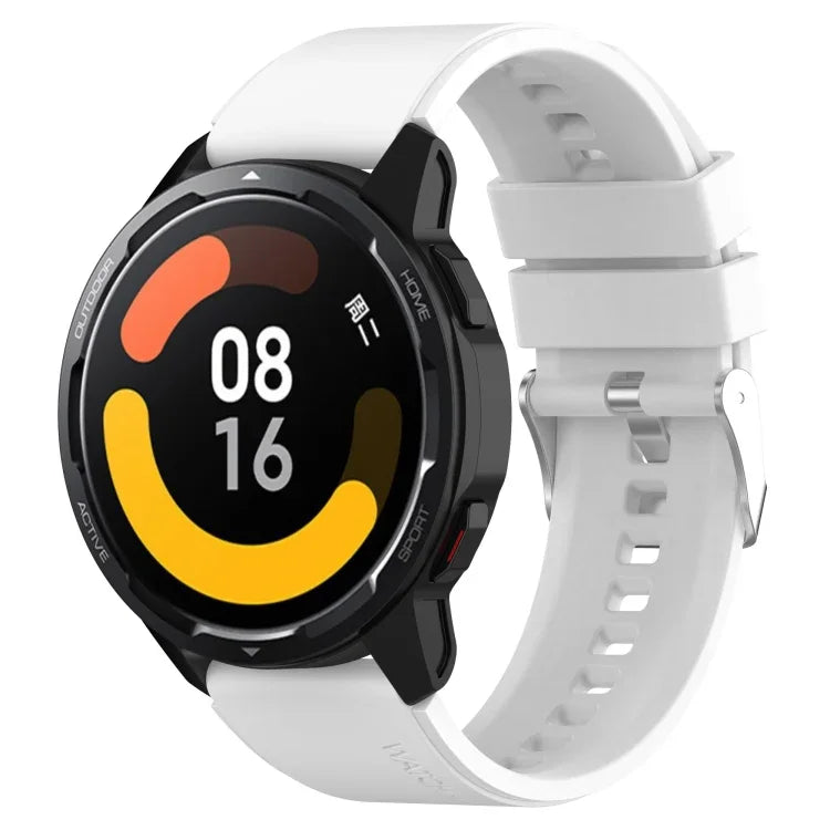 Bracelet en silicone avec ardillon saillant Boucle argentée, Pour Samsung Galaxy Watch 46mm 22mm