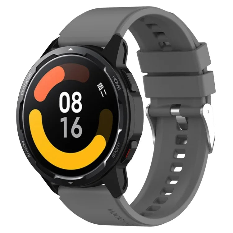 Bracelet en silicone avec ardillon saillant Boucle argentée, Pour Samsung Galaxy Watch 46mm 22mm