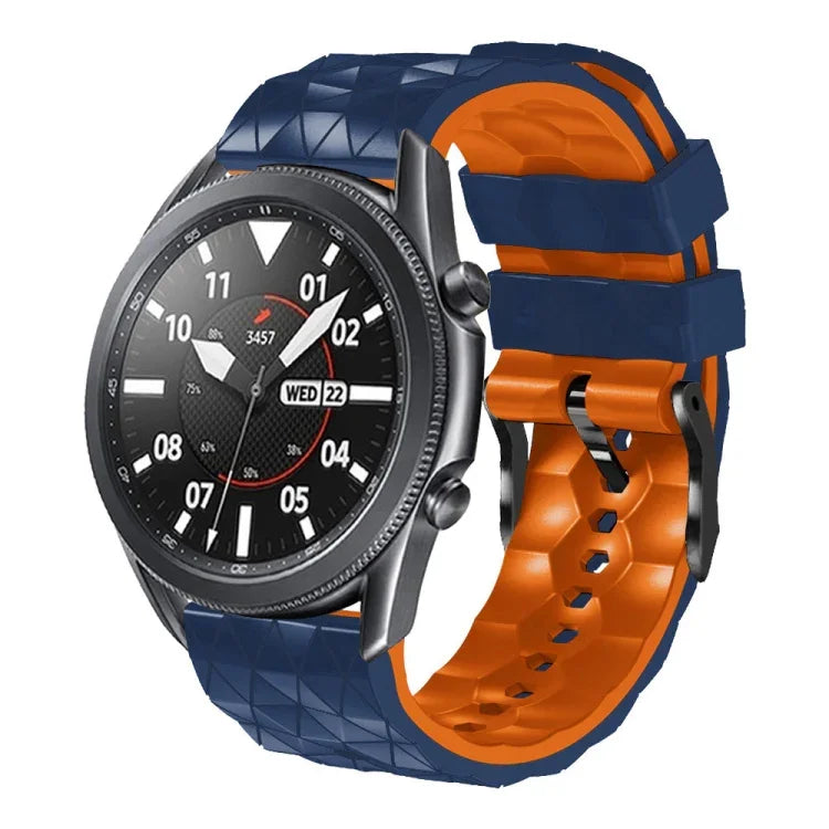 Bracelet en silicone bicolore à motif football de 22 mm, pour Samsung Galaxy Watch3 45 mm, pour Samsung Galaxy Watch 46 mm, pour Samsung Gear S3 Classic, pour Samsung Gear S3 Frontier