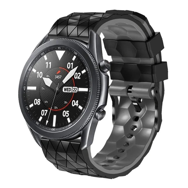 Bracelet en silicone bicolore à motif football de 22 mm, pour Samsung Galaxy Watch3 45 mm, pour Samsung Galaxy Watch 46 mm, pour Samsung Gear S3 Classic, pour Samsung Gear S3 Frontier